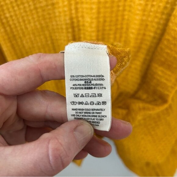 Free People South Side Thermal Yellow Off-the-Shoulder Sweater Women’s Medium - Picture 3 of 7